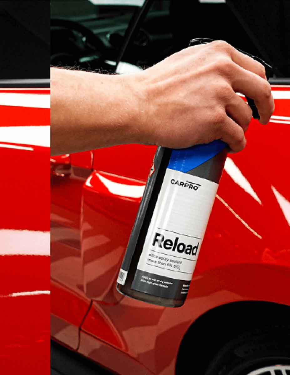spraying car pro reload on a car