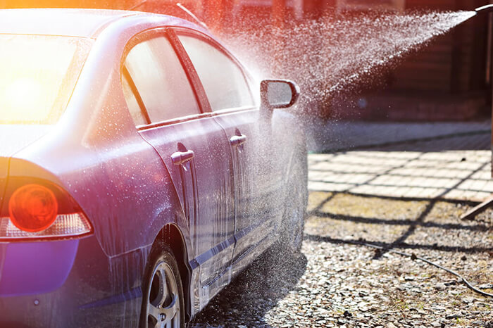 water rinsing ceramic car wash soap