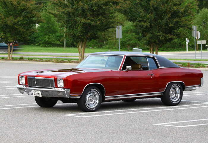 classic red car after paint restoration