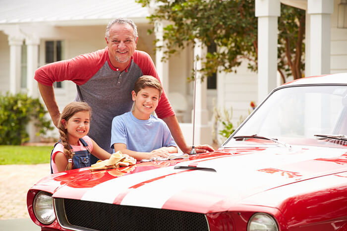family happy after finishing car detailing
